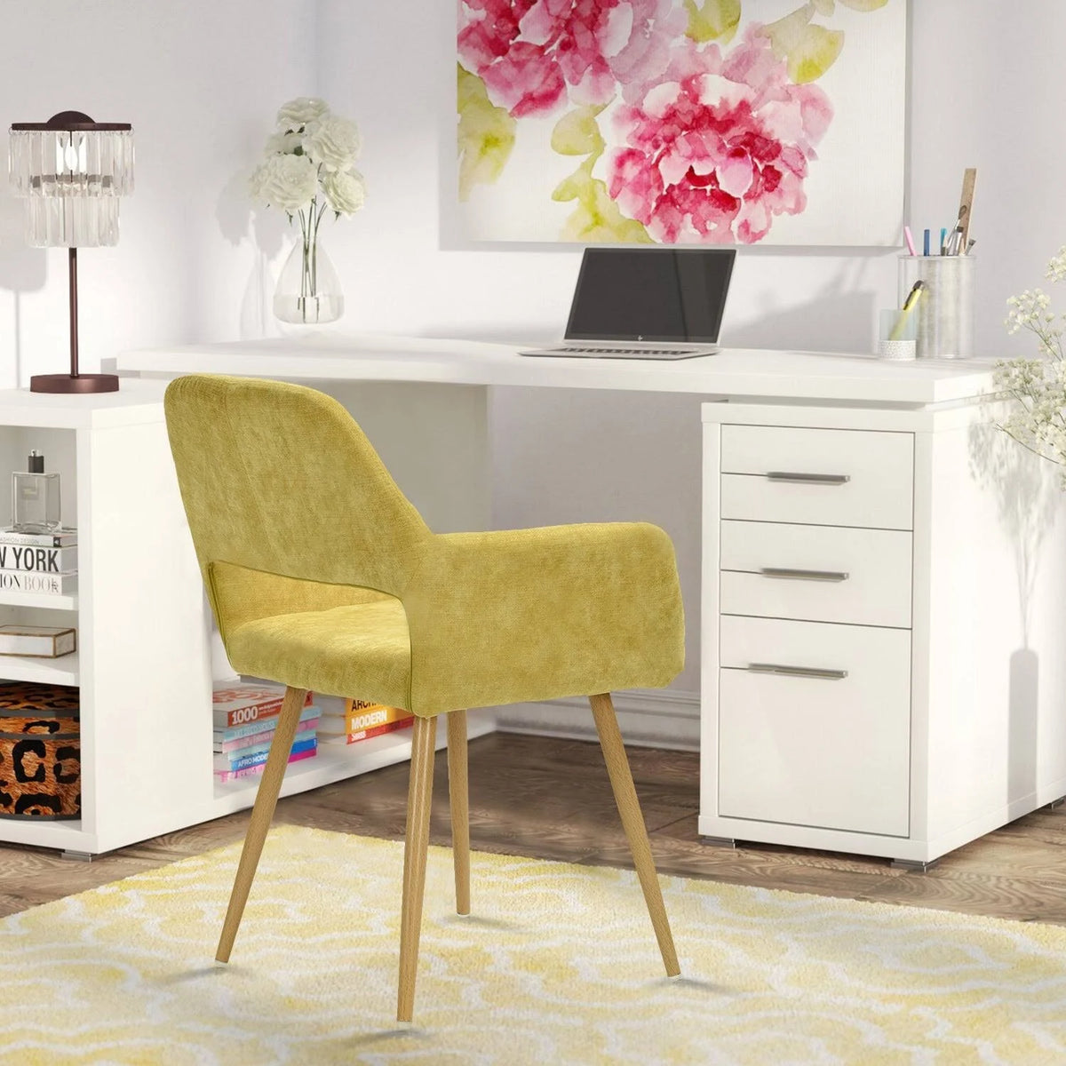 Linen Dining Chair (Set of 2) (Yellow) U400748