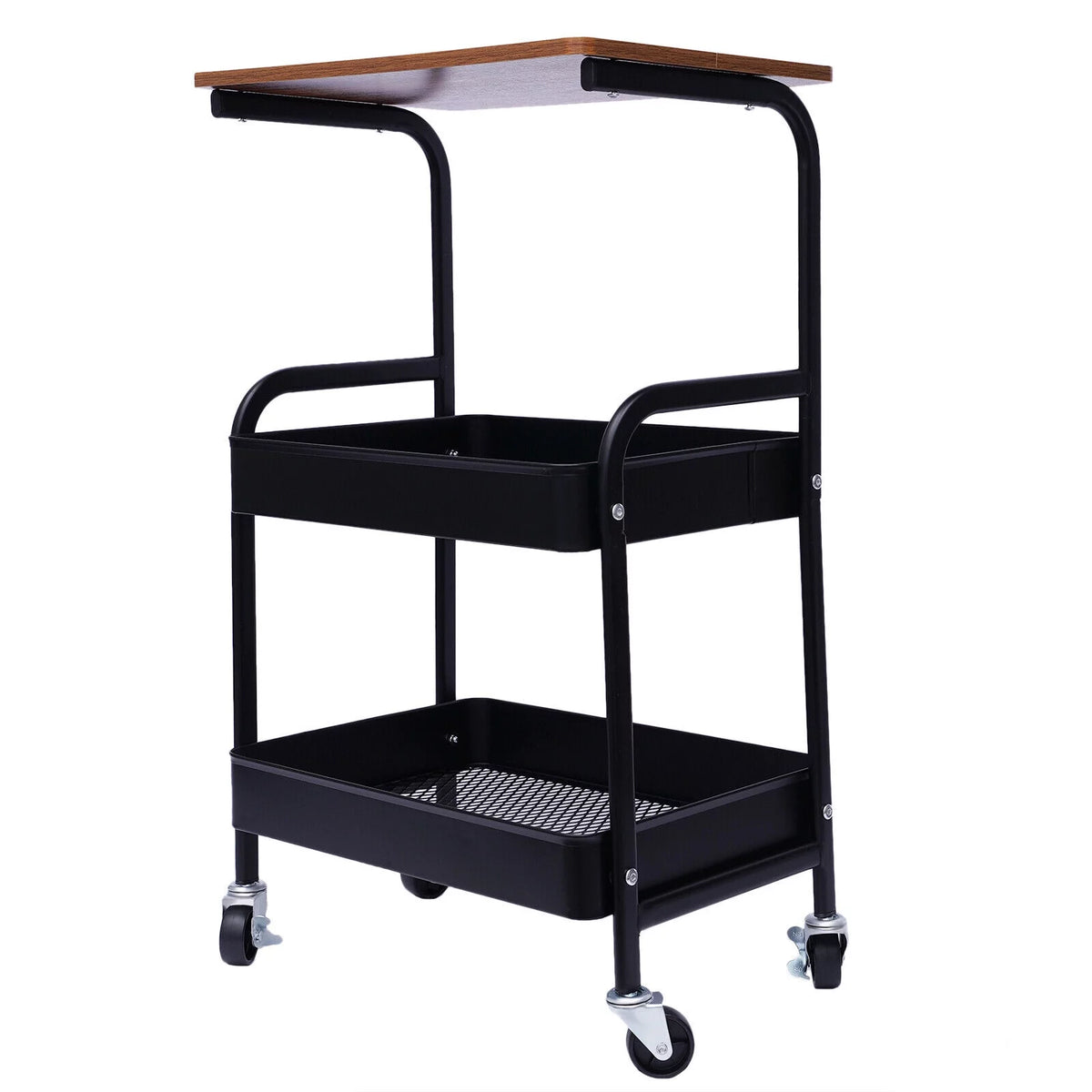 3 Tier Rolling Printer Cart with Wheels Black V138882