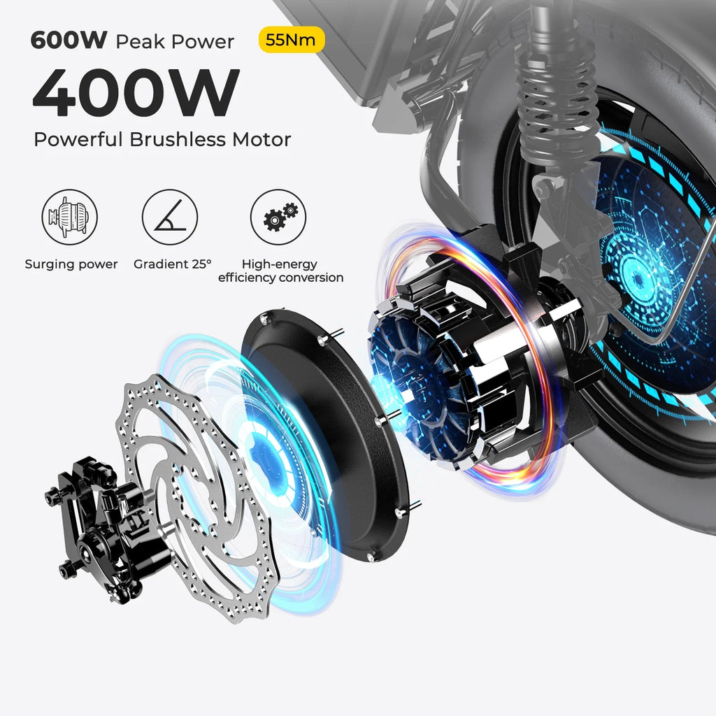 Electric Bike with 400W Motor 48V 13Ah Removable Battery Folding C467