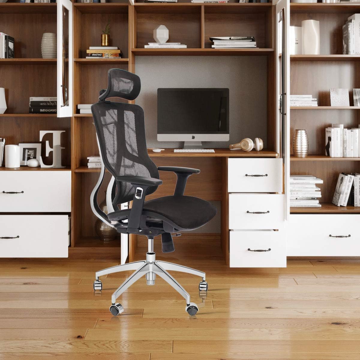 Black Ergonomic Mesh High Back Office Chair with Adjustable Headrest and Armrest I11808