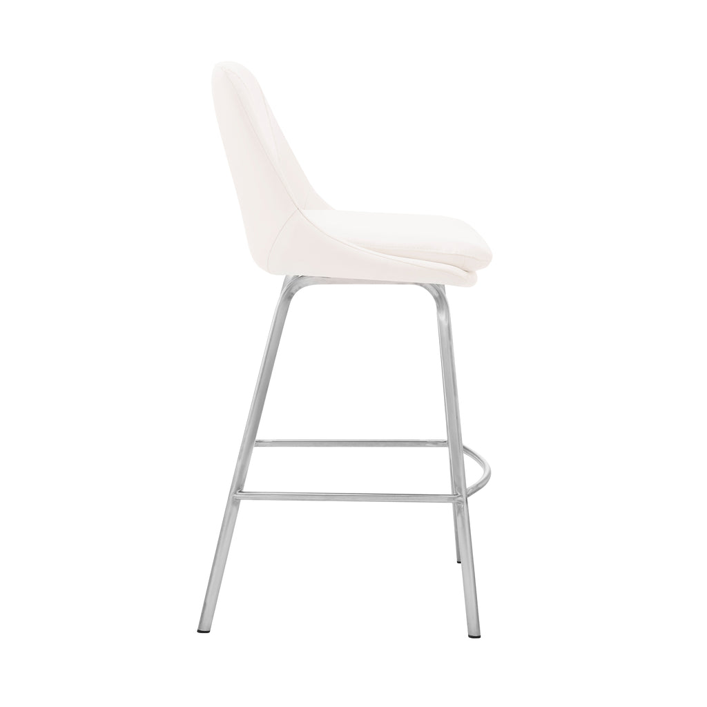 White/Steel Faux Leather Swivel Counter Stool W732268