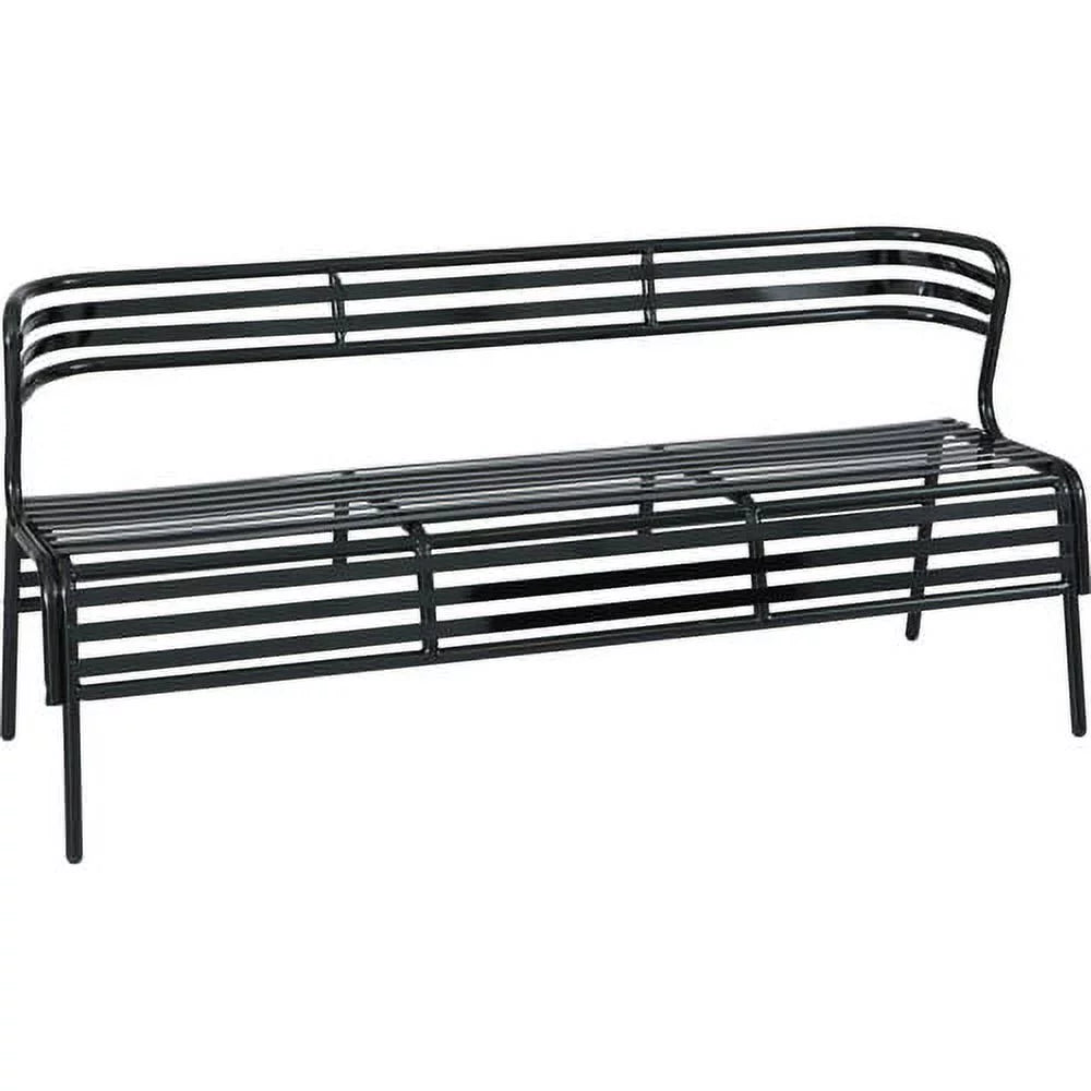 Indoor/Outdoor Steel Bench with Back Black X7719