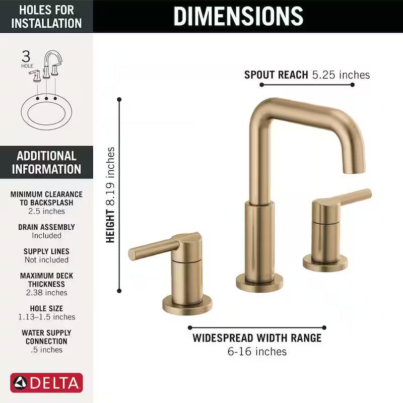 8 in. Widespread Double Handle Bathroom Faucet in Champagne Bronze Q4308