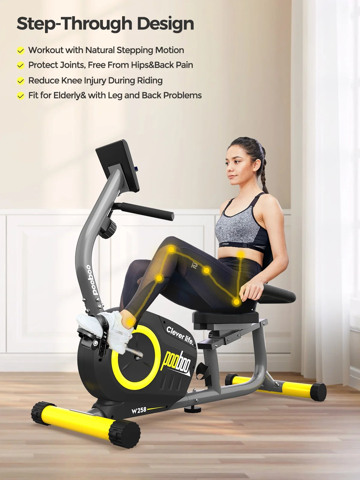 Recumbent Exercise Bike Belt Drive Indoor Cycling Bike A27834