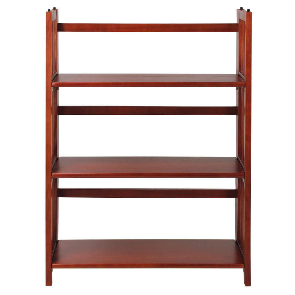 3-Shelf Folding Stackable Bookcase, Mahogany F405
