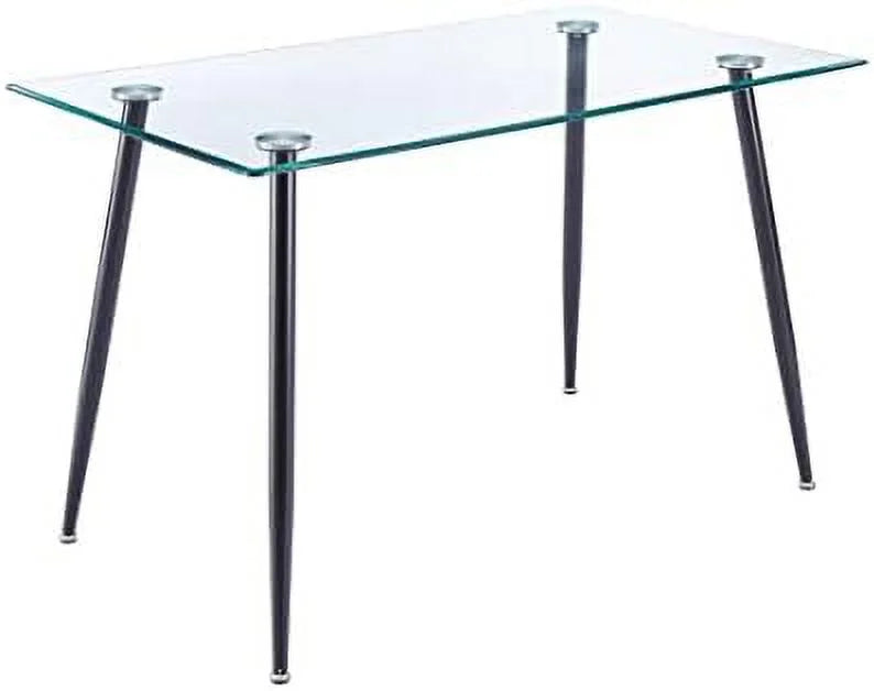 Glass Dining Table with Black Metal Legs C803908