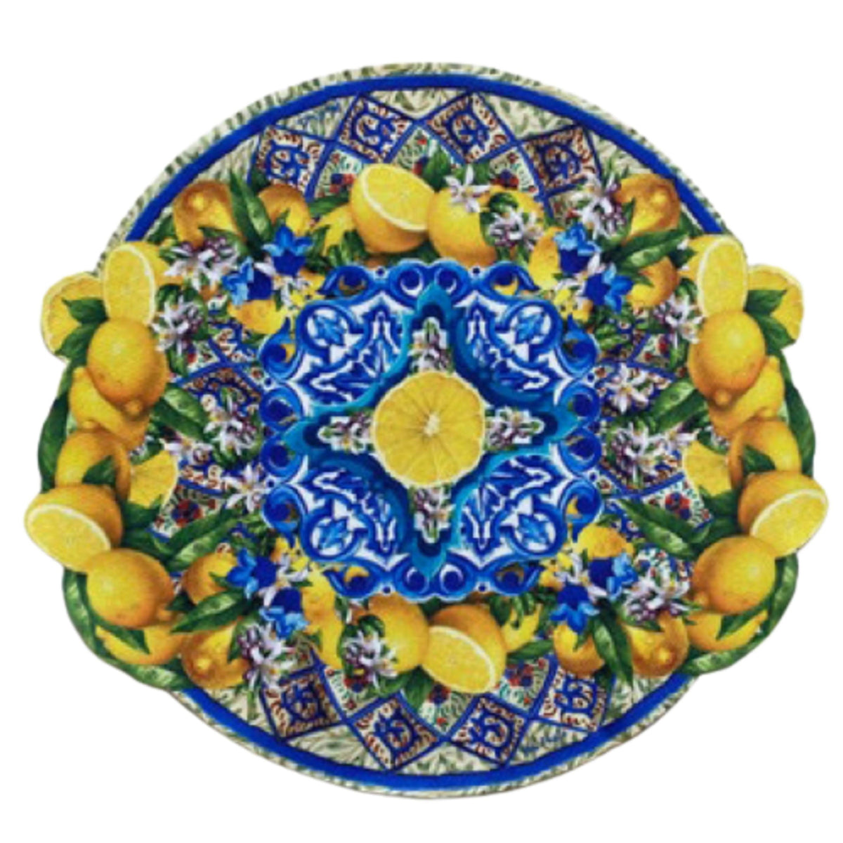 Blue & Yellow Round Polyester Placemat (Set of 2) R759
