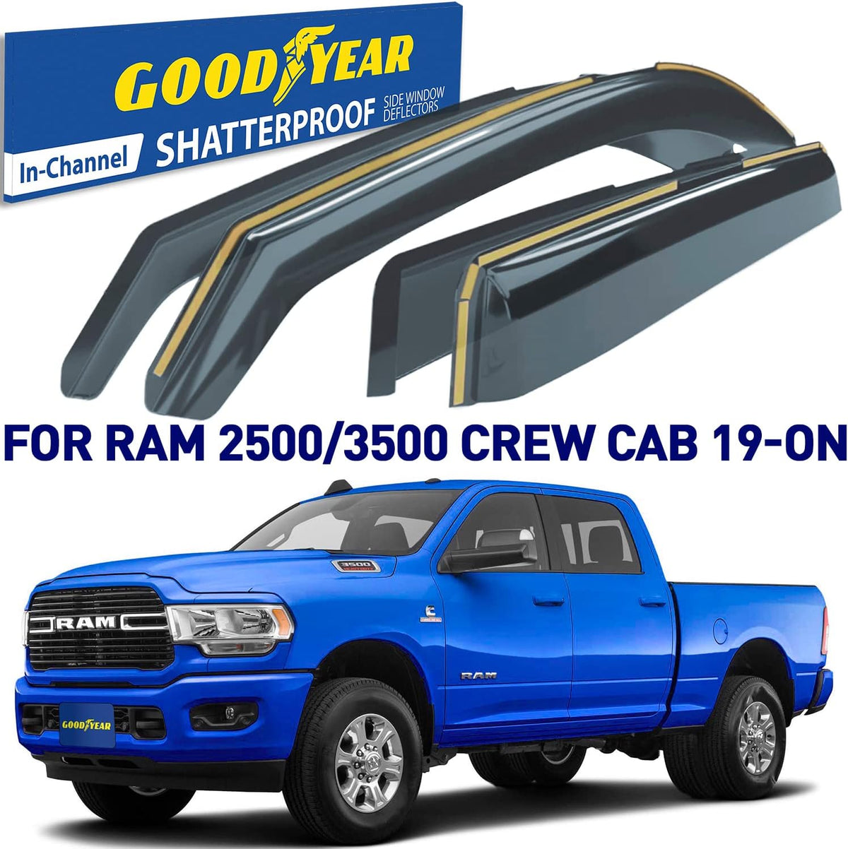 Shatterproof in-Channel Window Deflectors for Trucks, 4 pcs Z6485