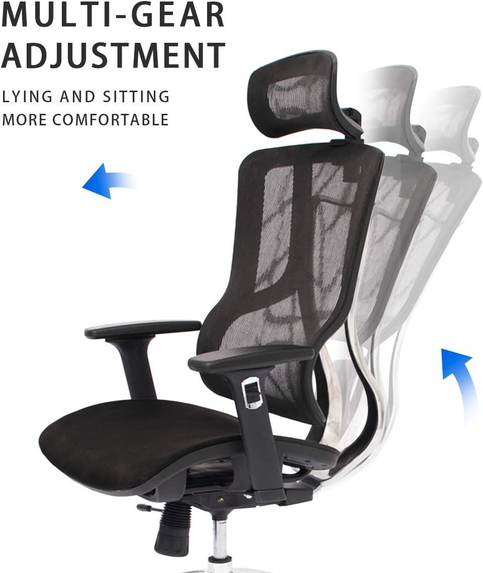 Black Ergonomic Mesh High Back Office Chair with Adjustable Headrest and Armrest I11808
