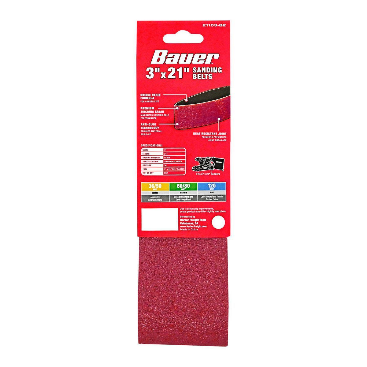 3 in. x 21 in. 36 Grit Zirconia Alumina Sanding Belts 3-Pack T137052
