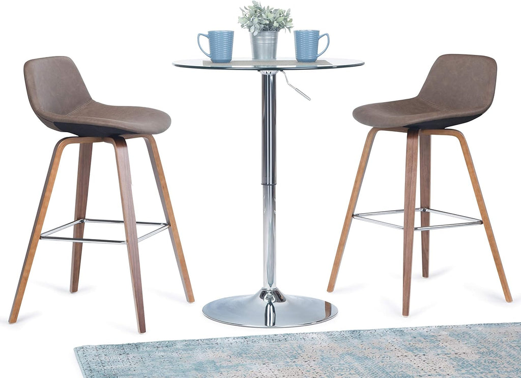 Distressed Chocolate Brown Vegan Faux Leather Bentwood Counter Height Stool Set Of 2 S8598