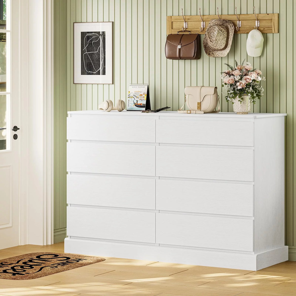 Black 6 Drawer Double Dresser Q49776