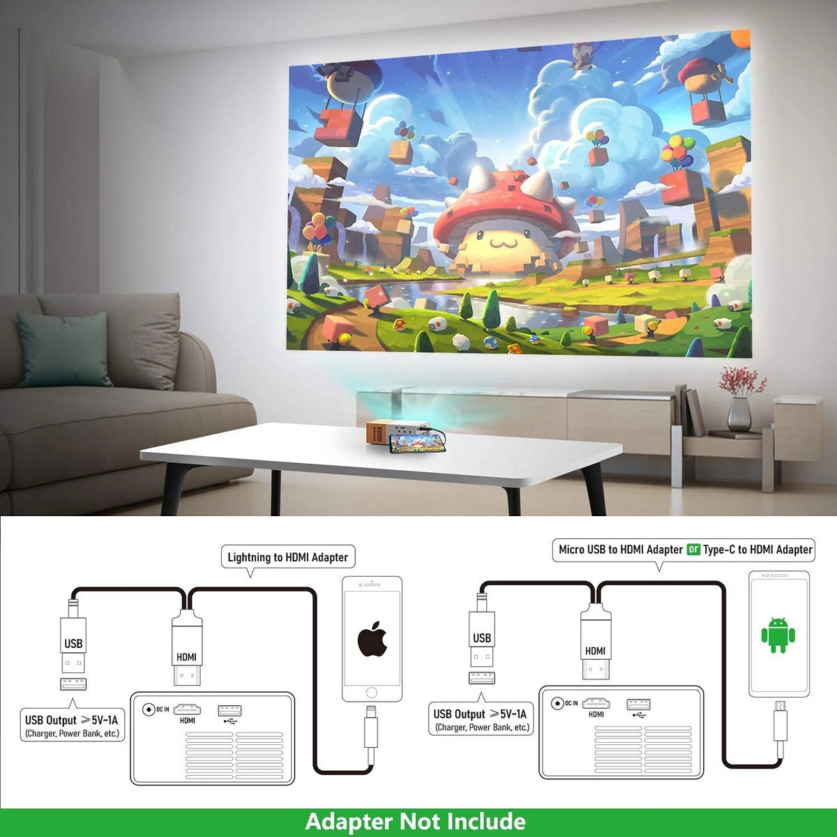 Mini Portable LED Projector with USB and Remote Control G2775
