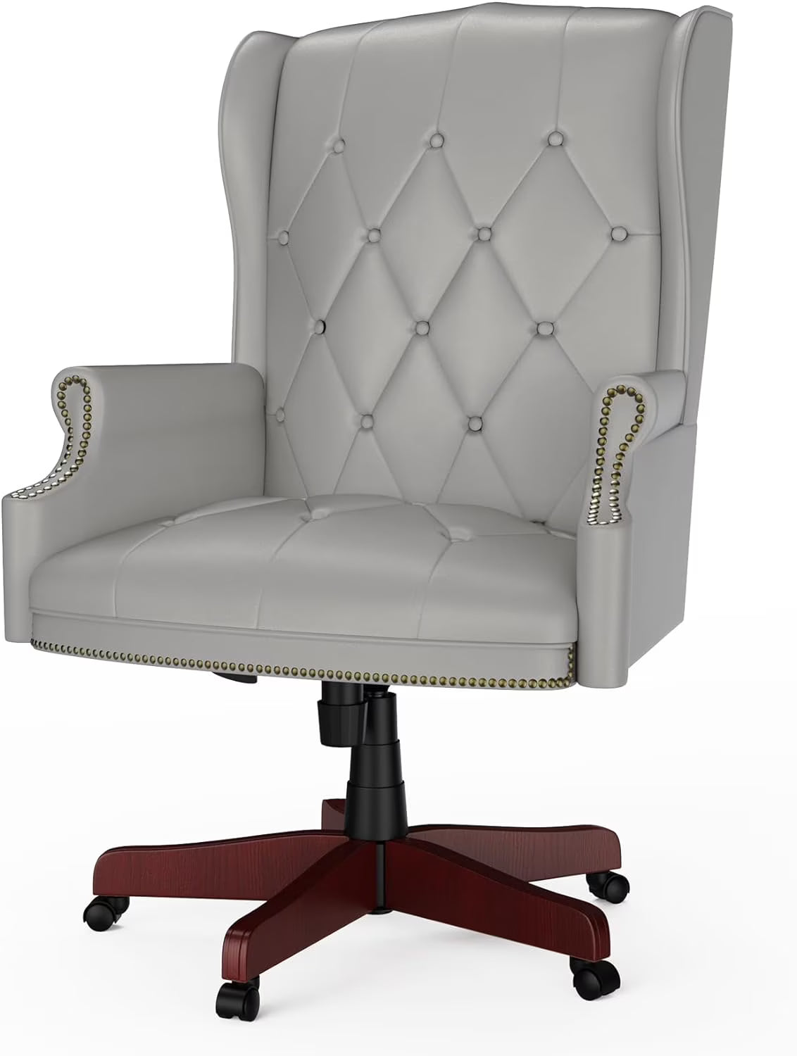 Gray High Back PU Leather Office Chair with Caster Wheels J283