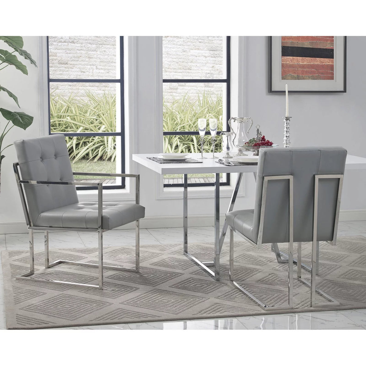 Faux Leather Dining Arm Chair Set of 2 V92989