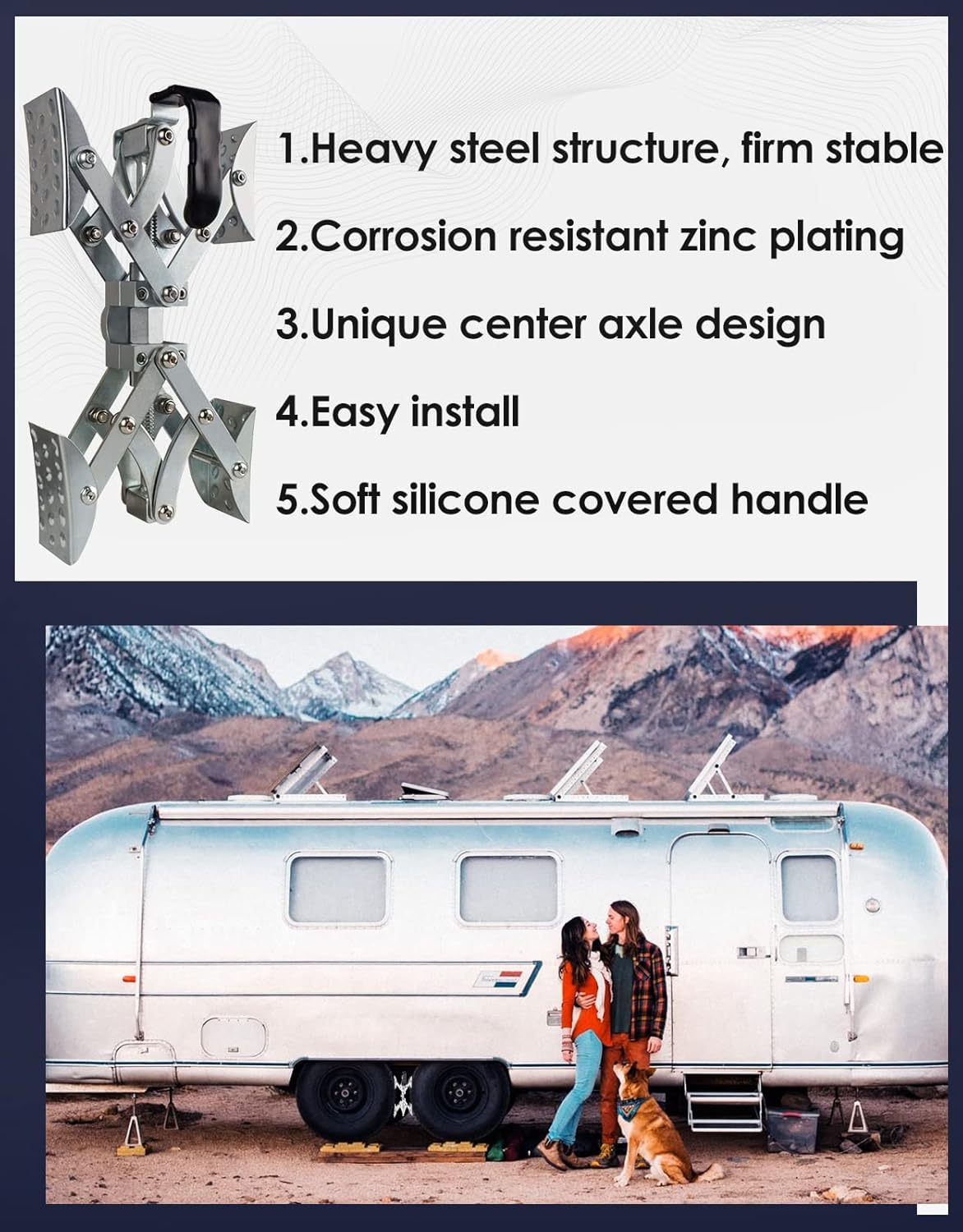 Wheel Stabilizer Chocks for Travel Trailers Camper Tire Anti-Move Scissor 1Pack Pack of 2 C8008