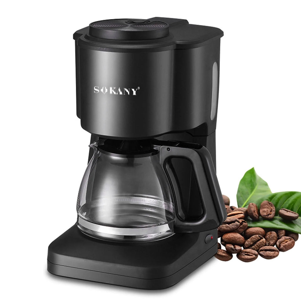 Compact Coffee Maker with Reusable Filter and Coffee Pot N857