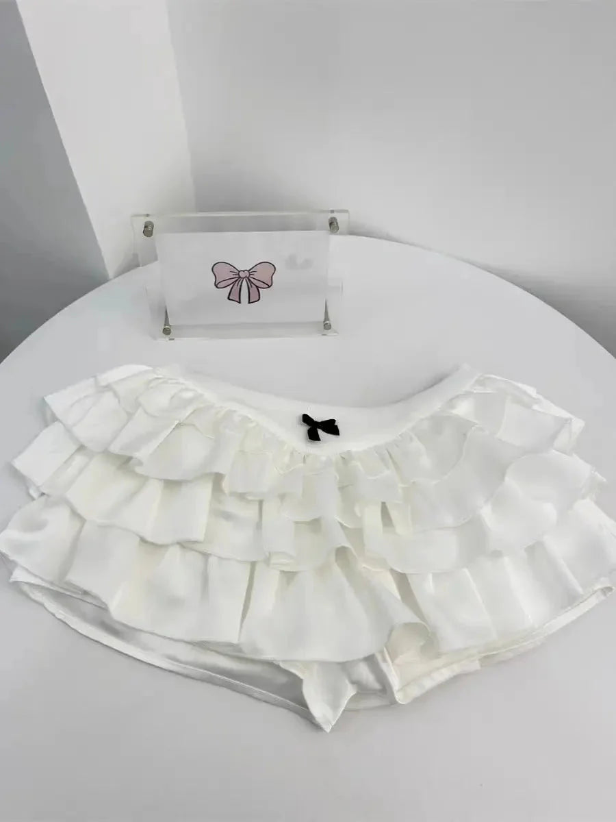 Silky Ribbon Ruffle Shorts J60115