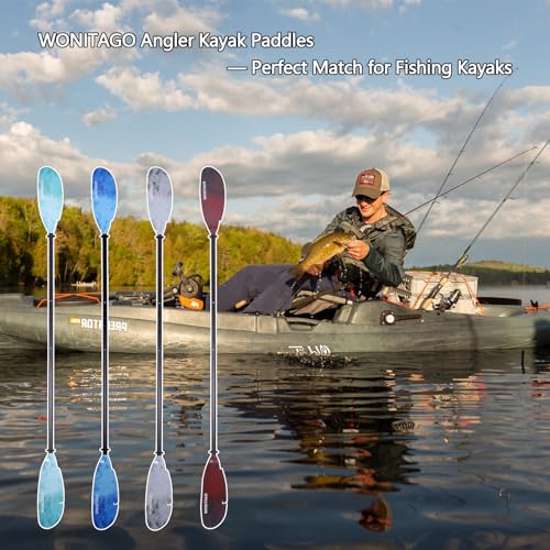 Aluminum Kayak Paddle with Plastic Blades and Paddle Leash, 3 Piece L6511