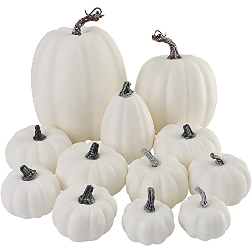 12 Pcs Assorted Sizes Artificial Pumpkins H322471