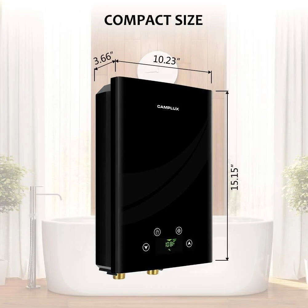 18KW Black Electric Tankless Water Heater with Digital Display and Remote Control R114