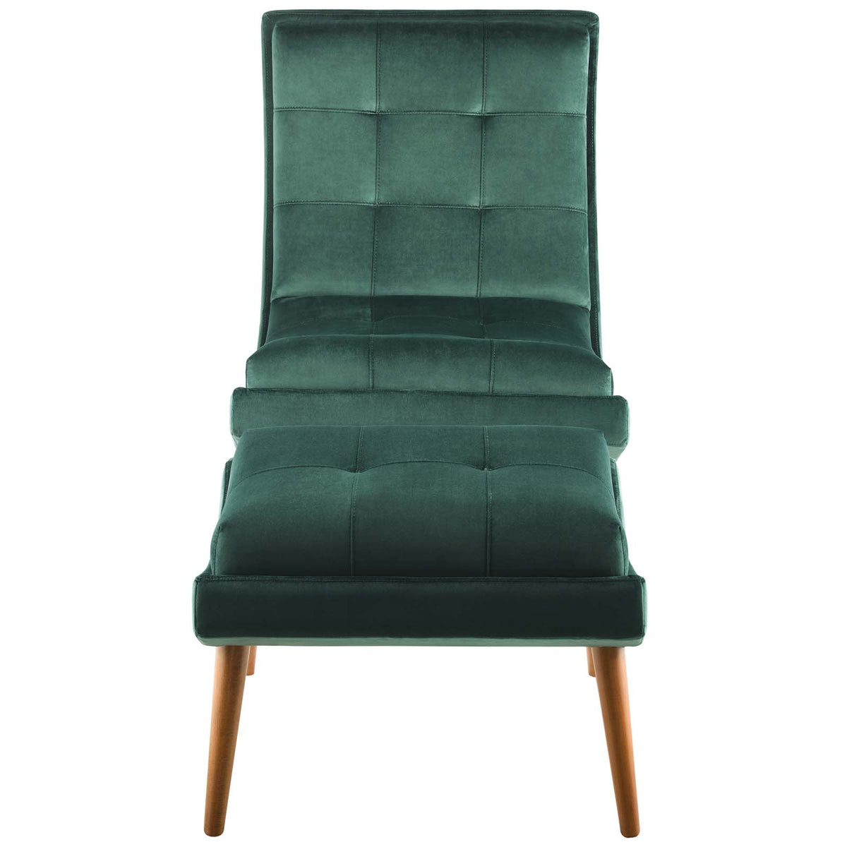 Green Velvet Lounge Chair and Ottoman Set S530652
