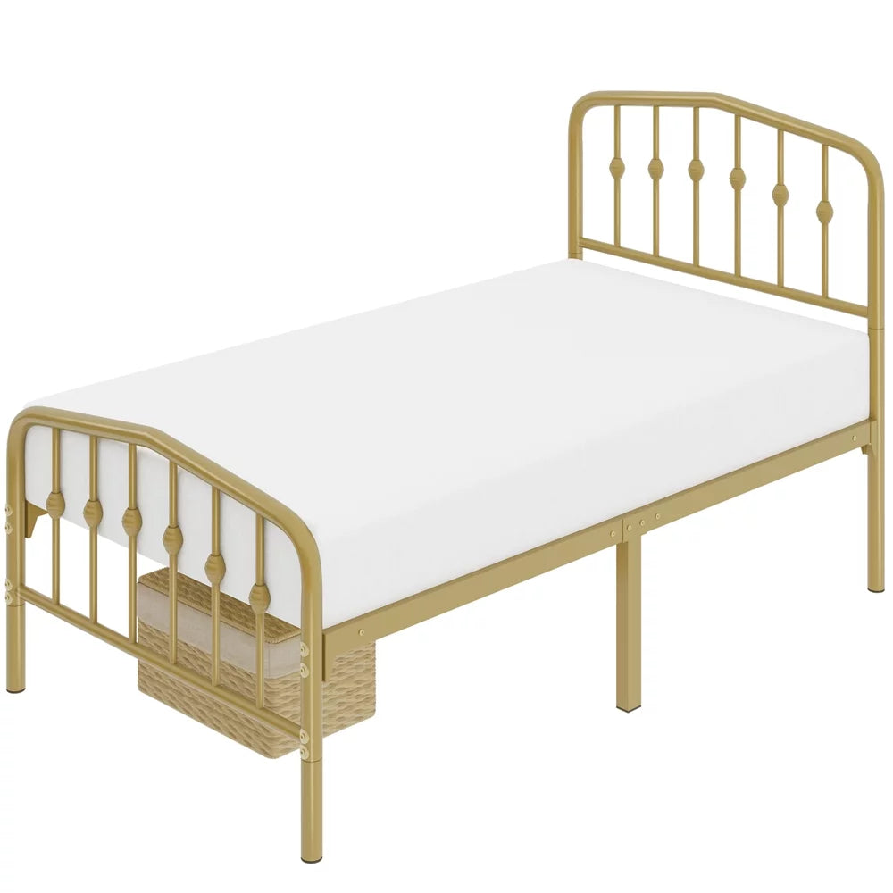 Queen Black Metal Platform Bed Frame with Arched Headboard S57876