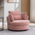42.2" Oversized Chenille Beige Swivel Barrel Chair X466