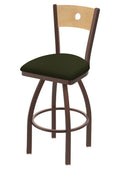 Swivel Counter Stool with Bronze Finish, Natural Back, Pine Seat B23414