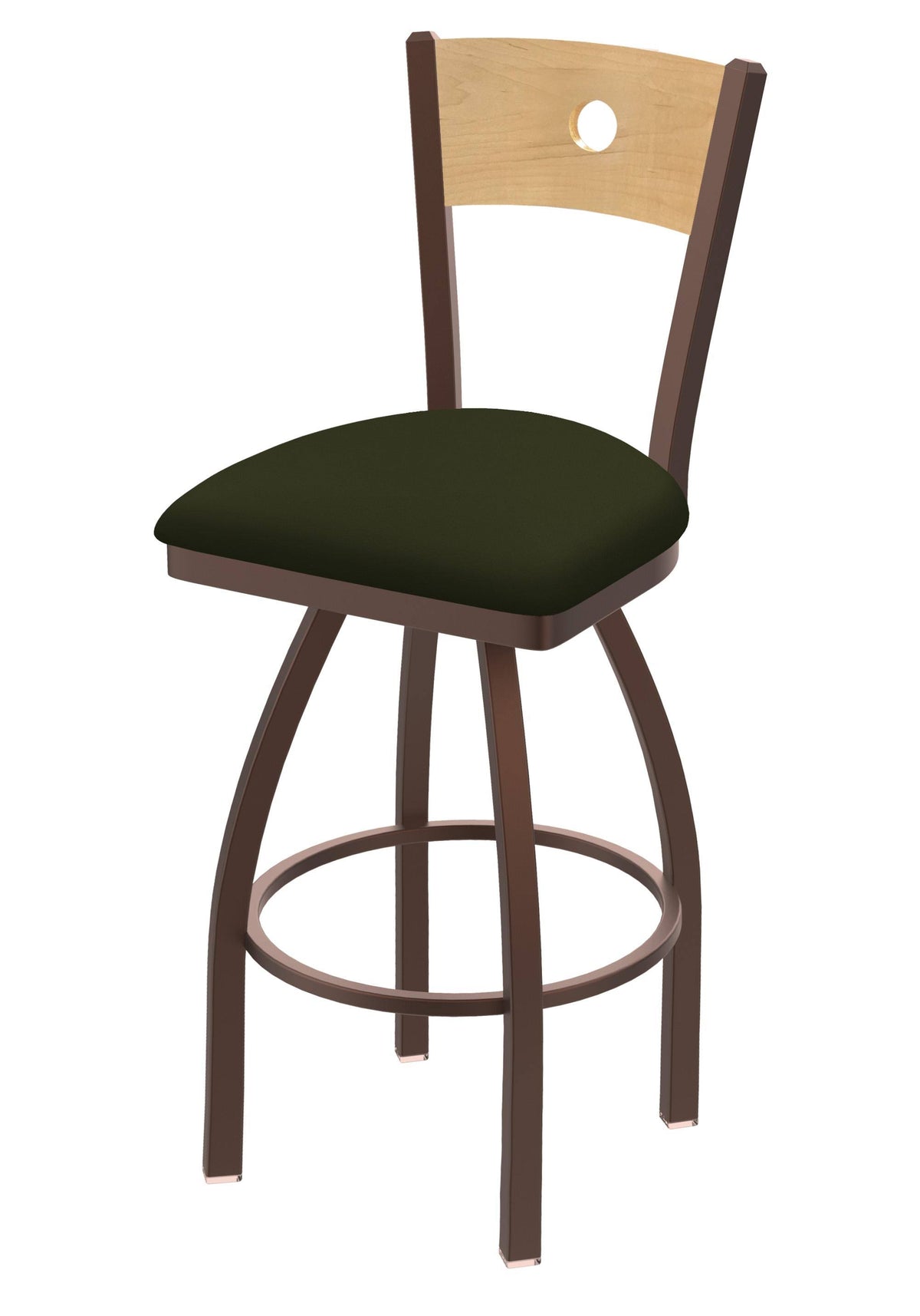 Swivel Counter Stool with Bronze Finish, Natural Back, Pine Seat B23414