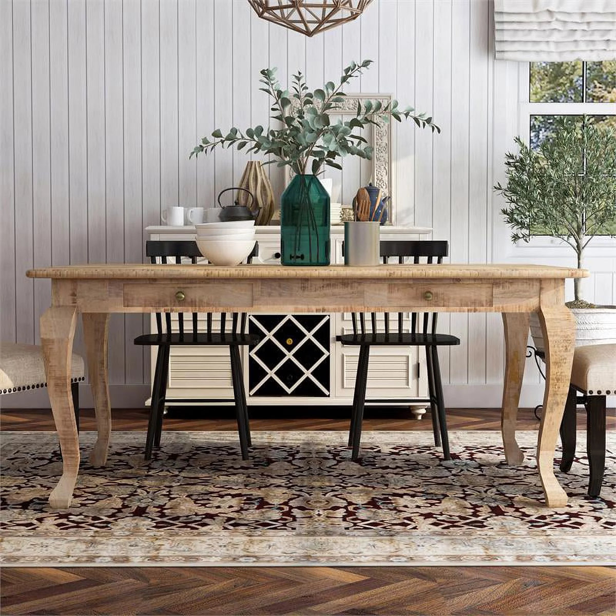 Wood 4-Drawer Dining Table O68691