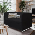 Solid Black Linen 2 Seater Sofa Slip Cover L307