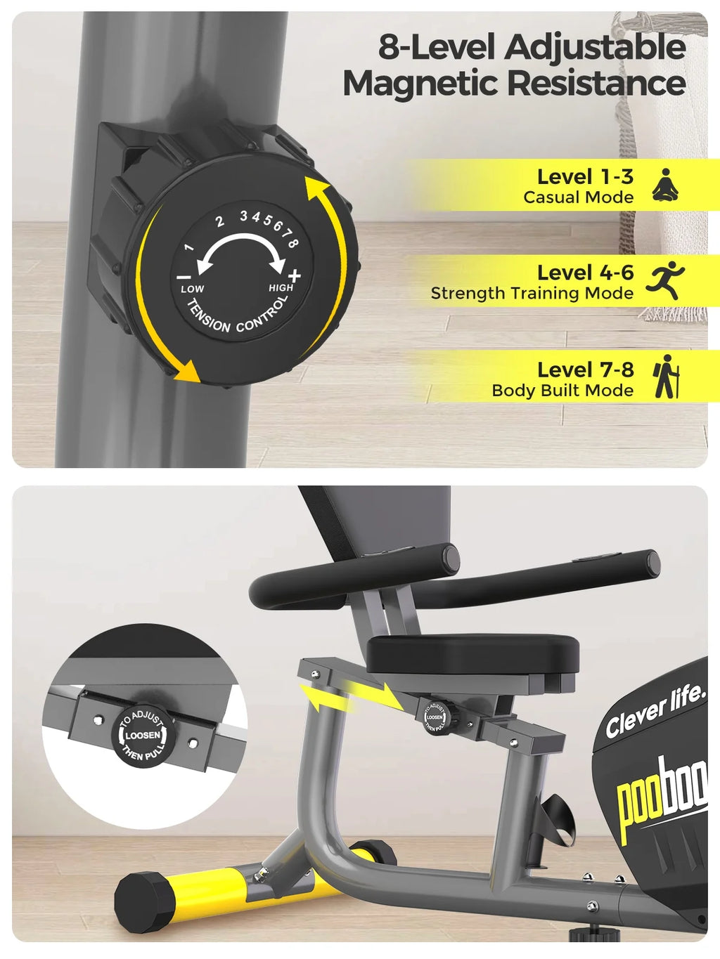 Recumbent Exercise Bike Belt Drive Indoor Cycling Bike A27834