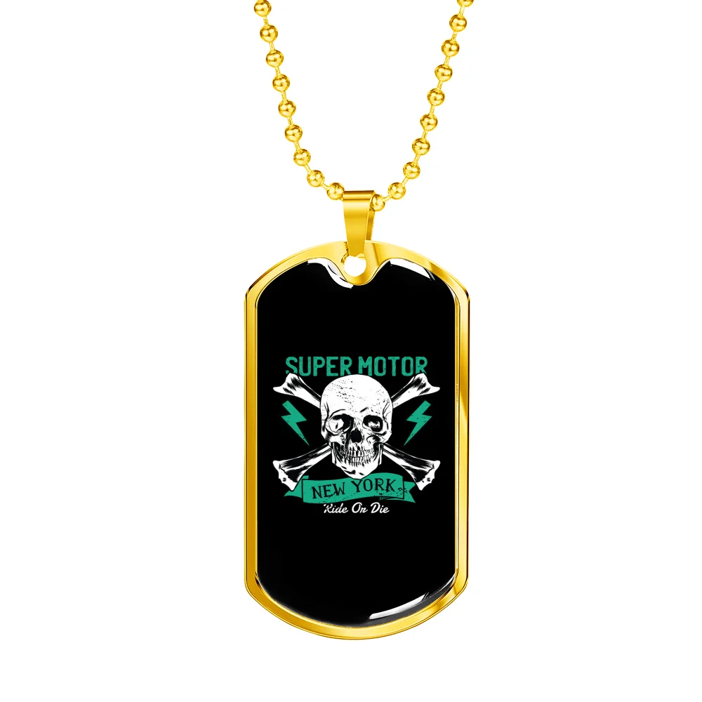 Stainless Steel or 18k Gold Dog Tag Necklace B774