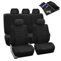 Black Khaki Polyester Full Set Car Seat Covers W7934