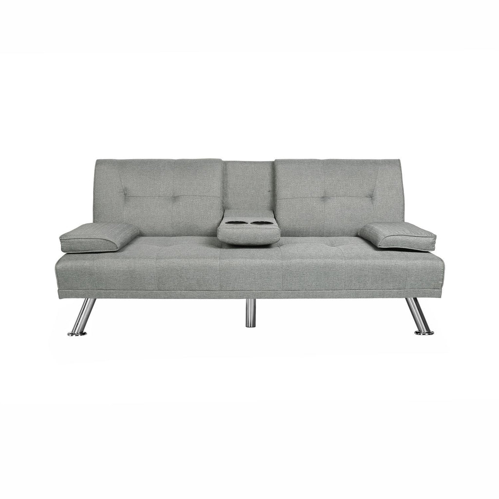 Light Grey Fabric Futon Sofa Bed A987