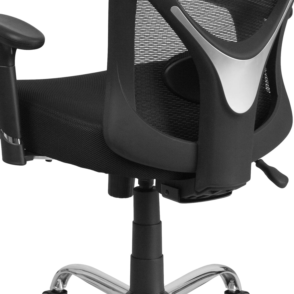 Black Mesh Ergonomic Task Office Chair with Adjustable Back and Arms Q18902