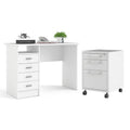 White Wooden Writing Desk Set U297749