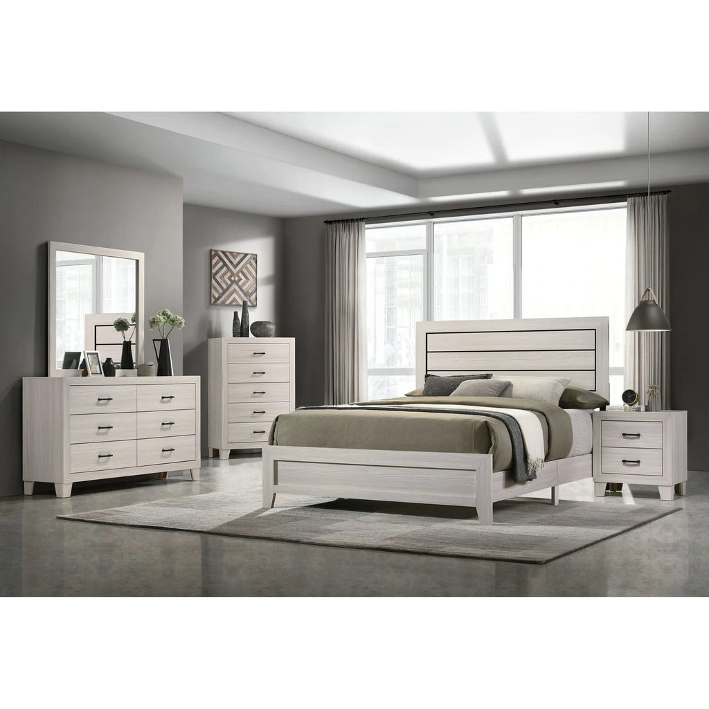 Gray 6 Drawer Wood Dresser with Mirror M735