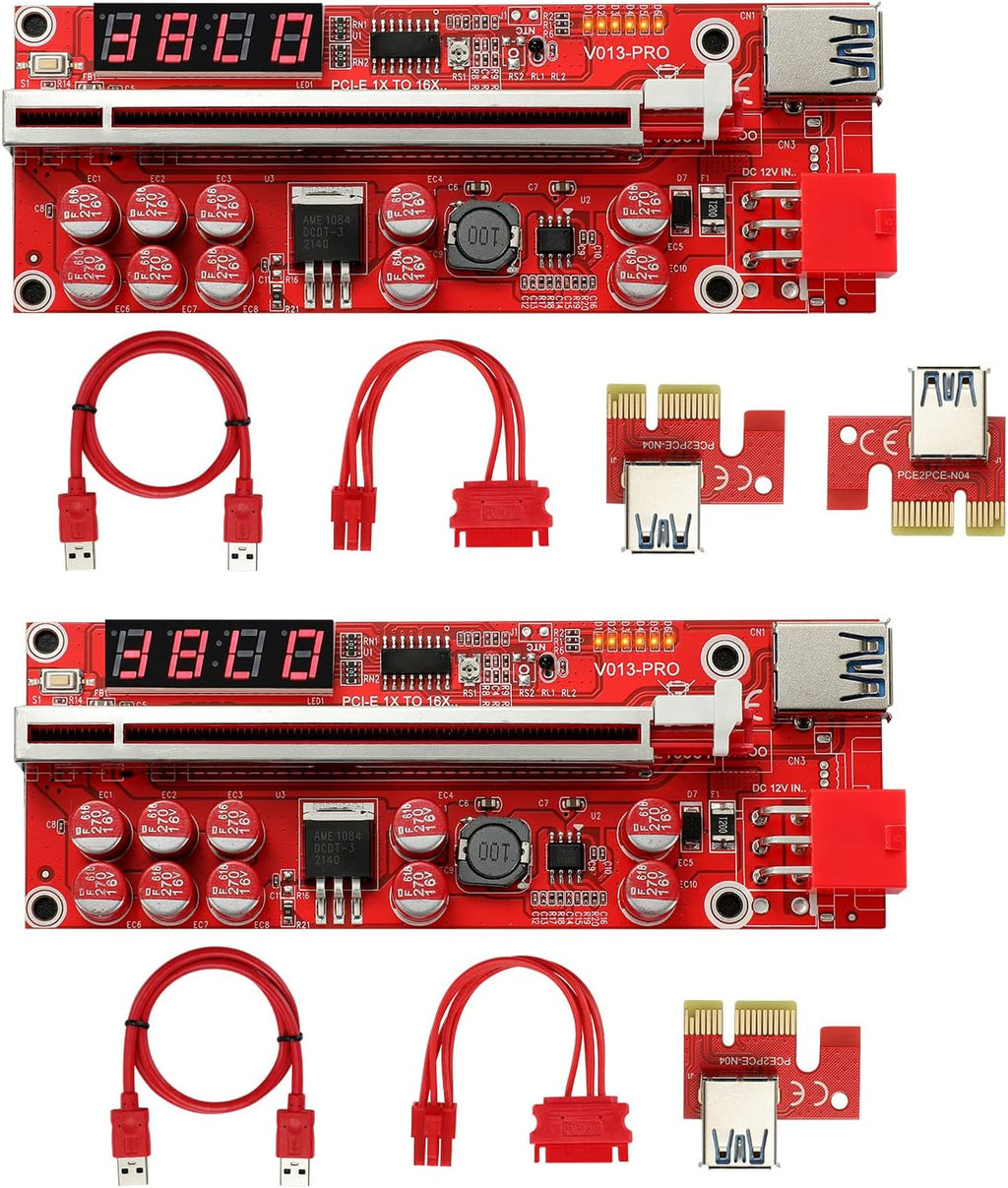 2 Pack PCIE Riser 1X to 16X Graphics Extension Adapter Card with USB 3.0 Cable Q672