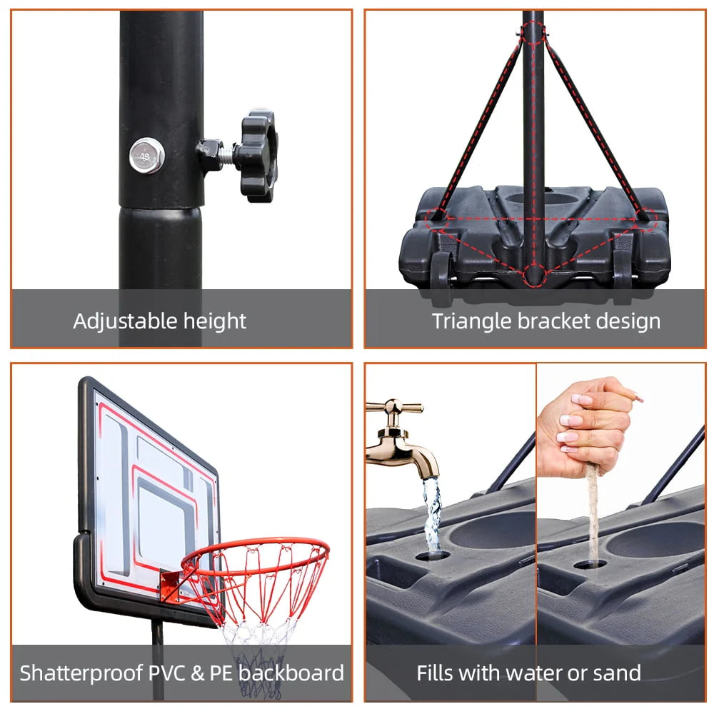 Basketball Hoop Portable 5'-7' Adjustable Height Outdoor V1360