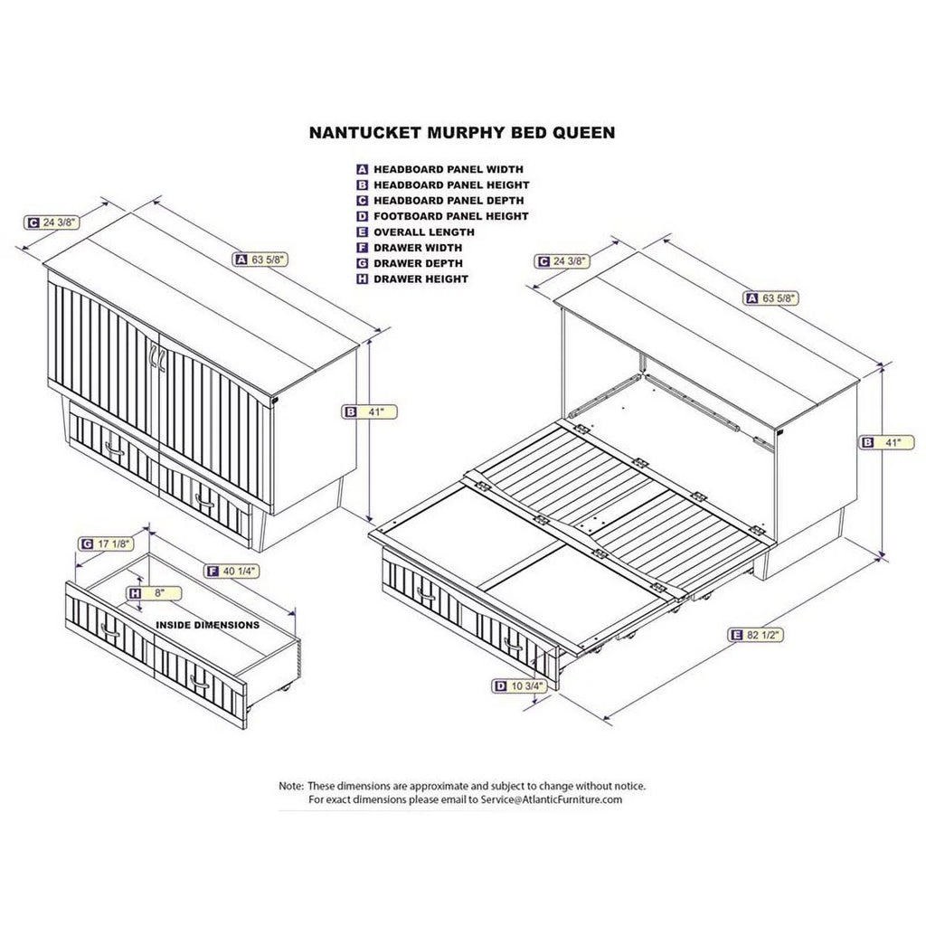Queen Murphy Bed Chest in Espresso U71138