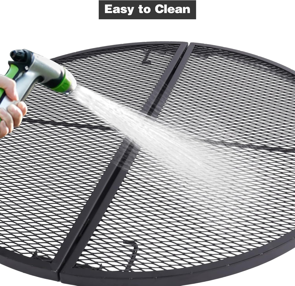 Black 30 Inch Heavy Duty Folding Round BBQ Grill Grate Y1569