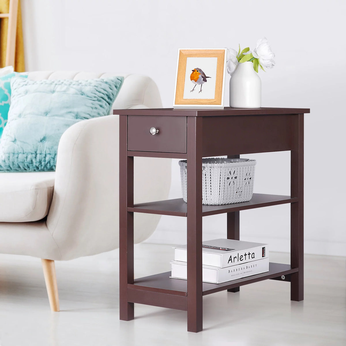 Set of 2 3-Tier Brown Side Table X324345