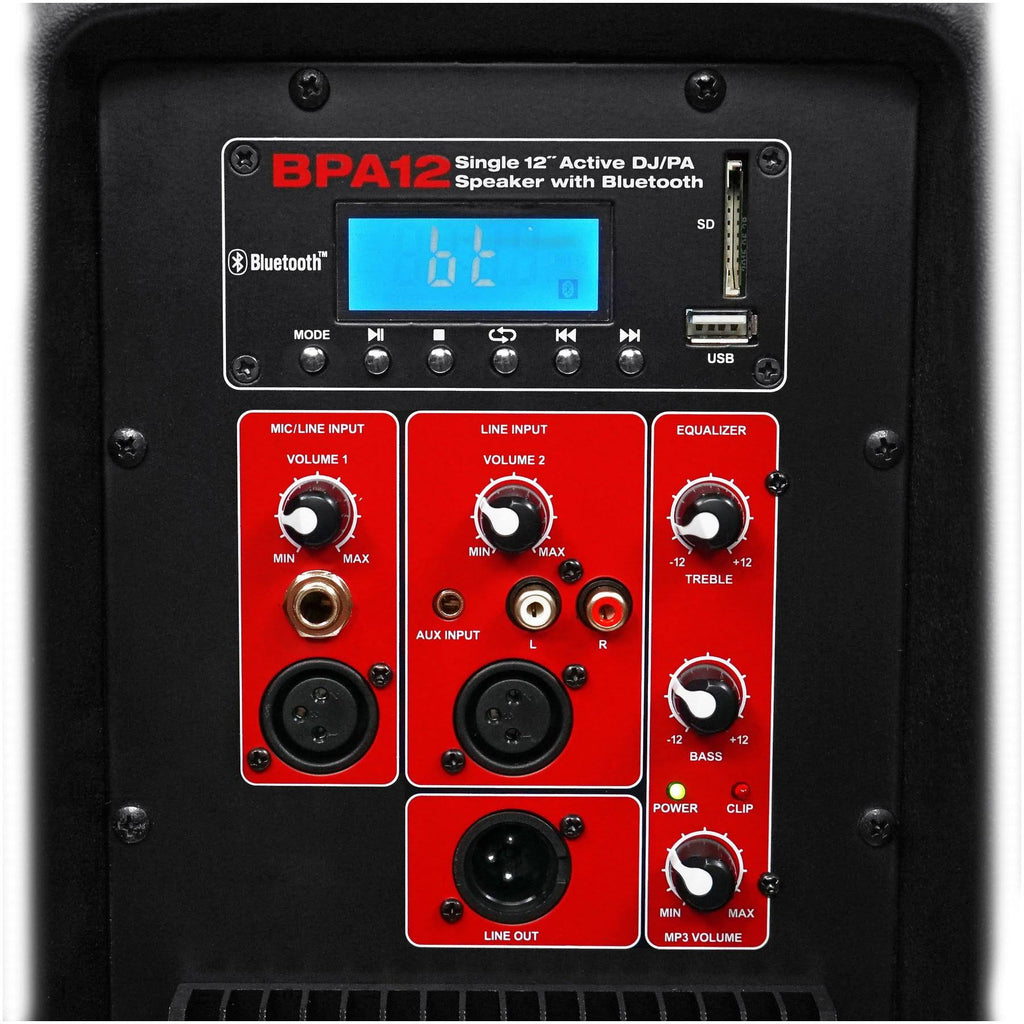 12x22 Powered 600W DJ PA Speakers with Bluetooth and Stands L4785