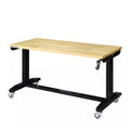 Black Adjustable Height Solid Wood Top Workbench Table X601430