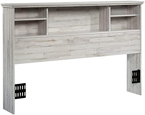 Glacier White Wooden Full-Queen Bookcase Headboard P14430