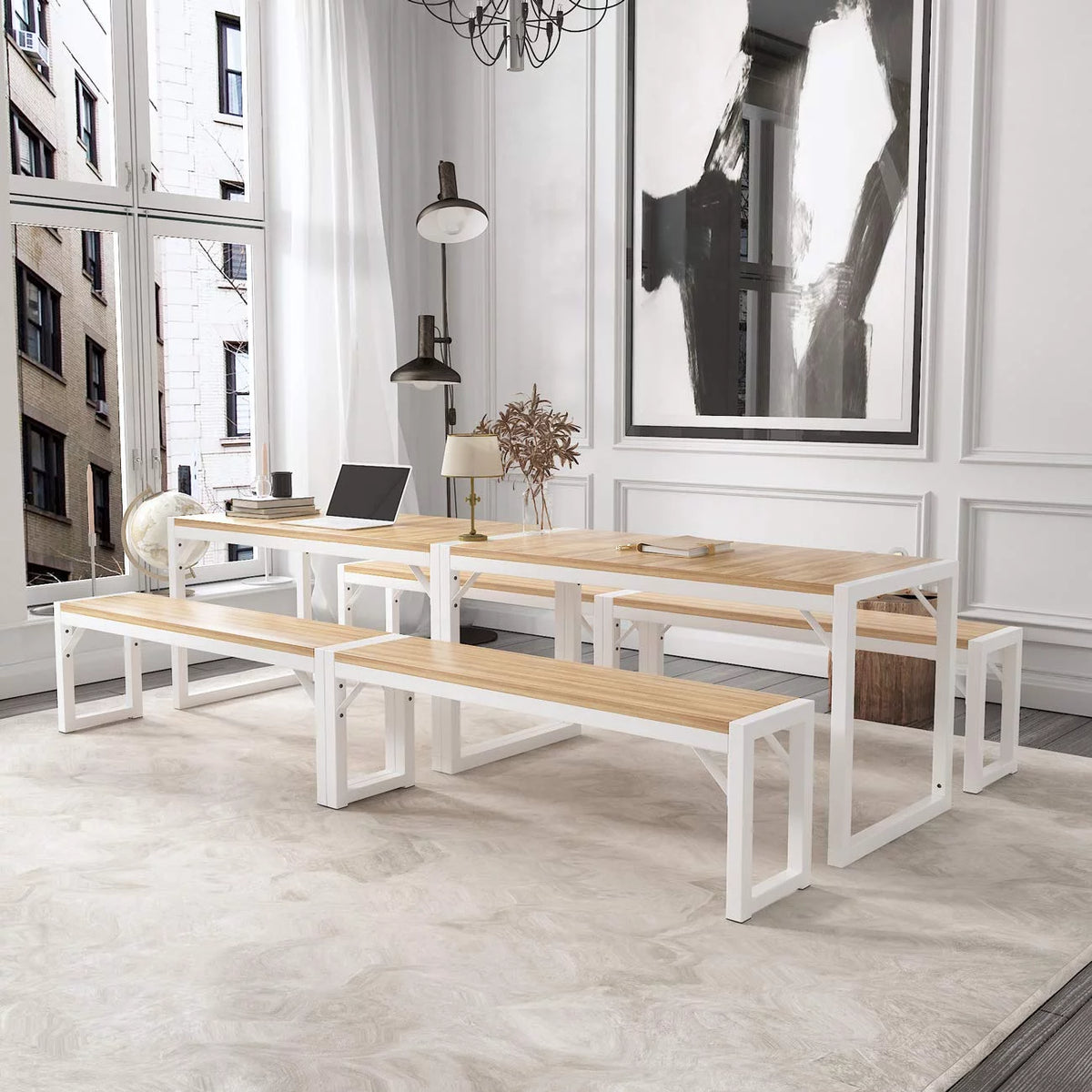 3-Piece Dining Table Set with Benches G88173