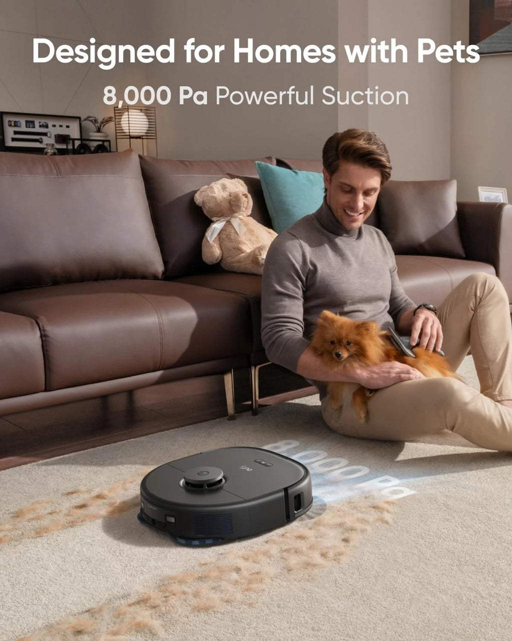 Robot Vacuum and Mop with 8,000 Pa Suction, Dual Mops with 12 mm Auto-Lift, AI Obstacle Avoidance I4144