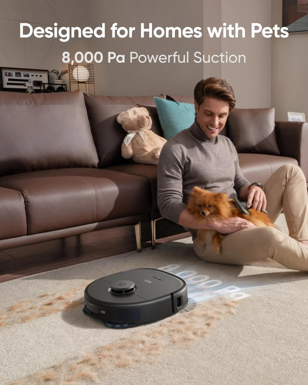 Robot Vacuum and Mop with 8,000 Pa Suction, Dual Mops with 12 mm Auto-Lift, AI Obstacle Avoidance I4144